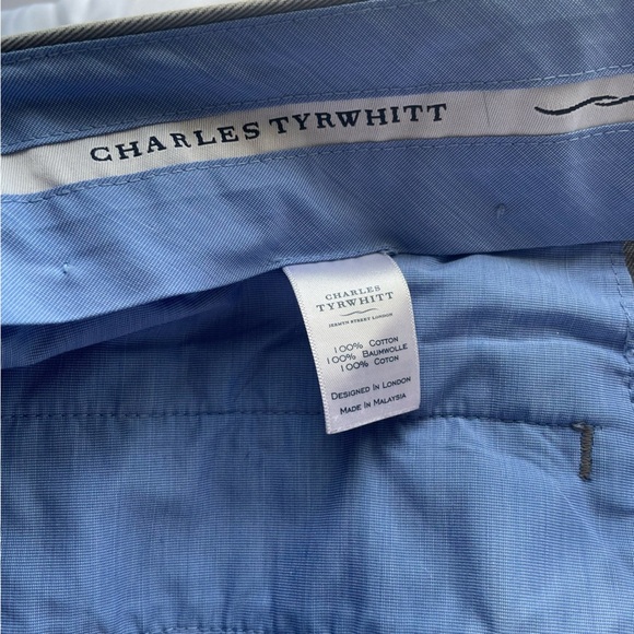 CHARLES TYRWHITT MENS NON-IRON CLASSIC FIT COTTON GRAY KHAKI PANTS - SIZE 36x32 - Picture 8 of 10